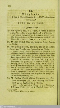 Mitglieder der OLaus. Gesellschaft der Wissenschaften : (Fortsetzung) ; 1804 bis mit 1833