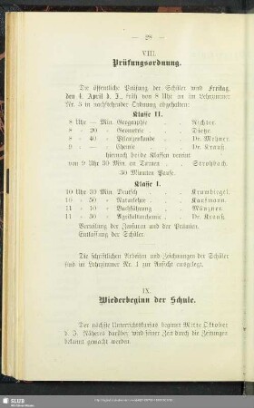 IX. Wiederbeginn der Schule