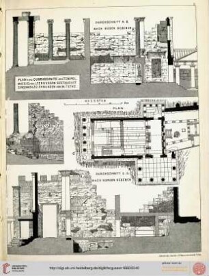 Plan und Durchschnitt der Tempel