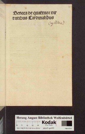 Seneca de quattuor virtutibus Cardinalibus