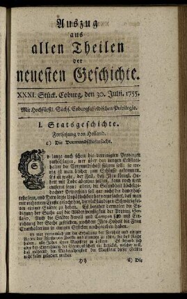 XXXI. Stück. Coburg, den 30. Julii. 1755.
