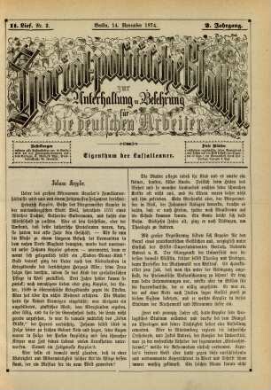 11. Lief. Nr. 2. Berlin, 14. November 1874. 2. Jahrgang.