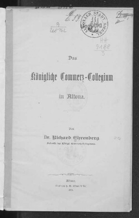 Das Königliche Commerz-Collegium in Altona