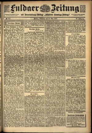 Zweite Ausgabe vom Mittwoch, den 16. Mai 1900.