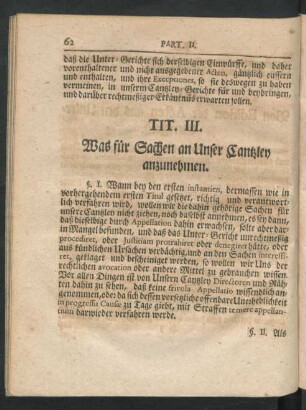 Tit. III. Was für Sachen an Unser Cantzley anzunehmen.