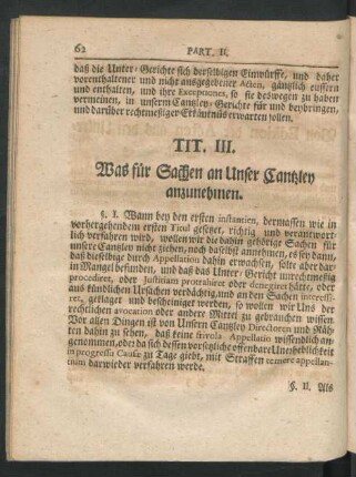 Tit. III. Was für Sachen an Unser Cantzley anzunehmen.