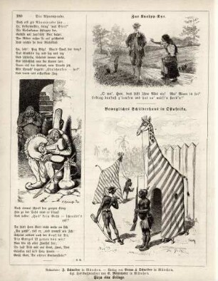 "Die Ahnenprobe" "Zur Kneipp-Kur" "Bewegliches Schilderhaus in Ostafrika"