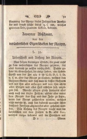 Zweyter Abschnitt. von den veränderlichen Eigenschaften der Recepte