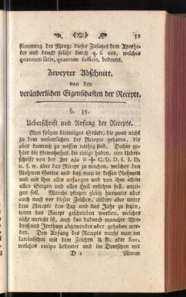 Zweyter Abschnitt. von den veränderlichen Eigenschaften der Recepte