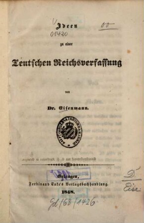 Ideen zu einer Teutschen Reichsverfassung