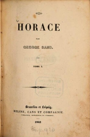 Horace : par George Sand, 1
