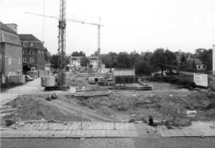 Dresden-Friedrichstadt, Friedrichstraße 48. Baustelle des Altenpflegeheims St. Michael. Baugrube