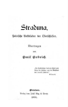 Straduna : polnische Volkslieder der Oberschlesier