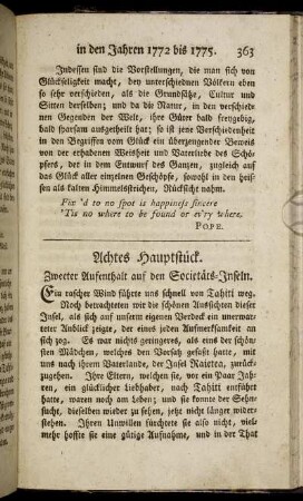 Achtes Hauptstück. Zweeter Aufenthalt auf den Societäts-Inseln