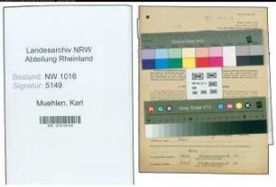 Entnazifizierung Karl Muehlen , geb. 10.12.1897 (Kassengehilfe)