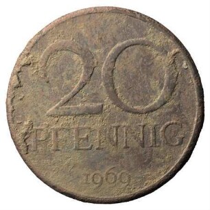 Fundmünze, 20 Pfennig, 1969