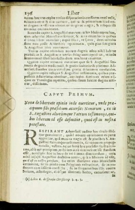 Caput Primum. Nouæ de libertate opinio inde euertitur, und præcipuum sibi præsidium accersit [...]