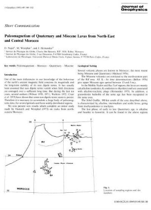 Paleomagnetism of quaternary and miocene lavas from north-east and central Morocco