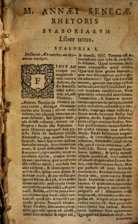 M. Annaei Senecae Rhetoris Suasoriae, Controversiae, Declamationumque excerpta