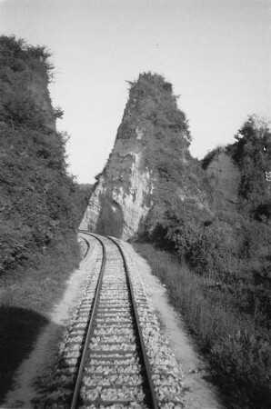 Schienen : Blick entlang eines Schienenstranges.