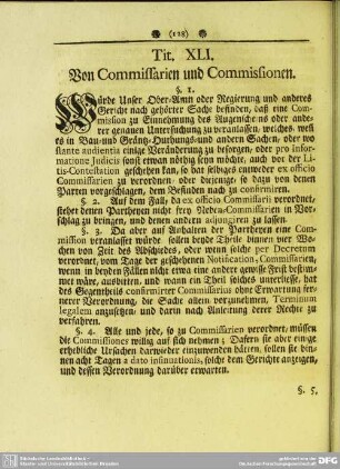 Tit. XLI. Von Commissarien und Commissionen