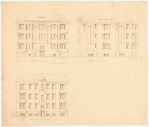 Wohnhaus Helfmann, Berlin-Lankwitz: Fassade Vorderansicht Rückansicht Seitenansicht 1:100
