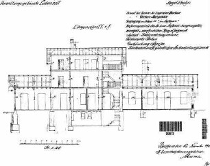 Bad Liebenzell: Empfangsgebäude mit Anbauten Längenschnitt E-F
