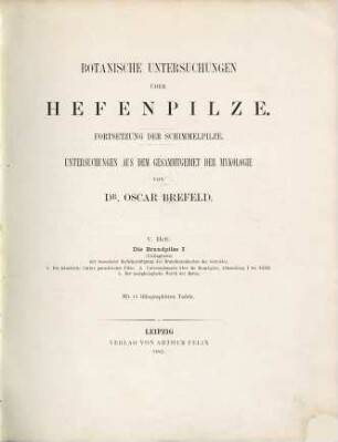 Botanische Untersuchungen über Schimmelpilze, 5. Die Brandpilze I