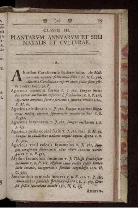 Classis III. Plantarum annuarum et soli natalis et culturae.