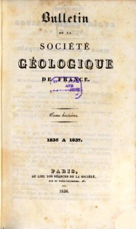 BSGF : earth sciences bulletin. 8, 8. 1836/37