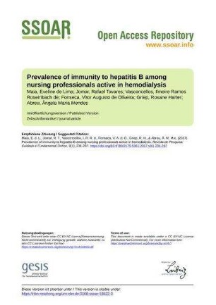 Prevalence of immunity to hepatitis B among nursing professionals active in hemodialysis