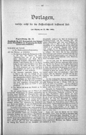 Vorlagen welche nicht für die Oeffentlichkeit bestimmt sind., 22. Mai 1901