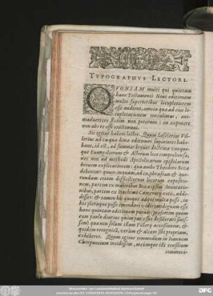 Typographus Lectori.