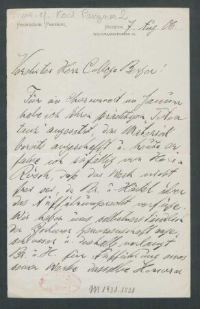 Brief an Wilhelm Berger : 07.08.1906