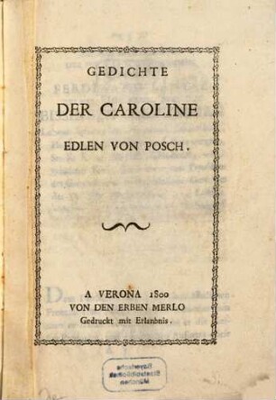 Gedichte Der Caroline Edlen Von Posch