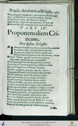 Pars IV. Proponens dium Criticum …