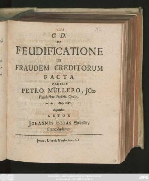 De Feudificatione In Fraudem Creditorum Facta