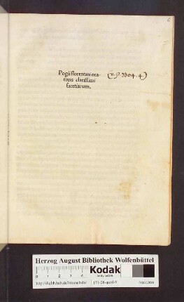 Pogii florentini oratoris clarissimi facetiarum [!]