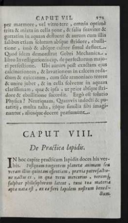 Caput VIII. De Practica lapidis