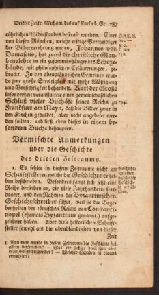 Vermischte Anmerkungen über die Geschichte des dritten Zeitraums