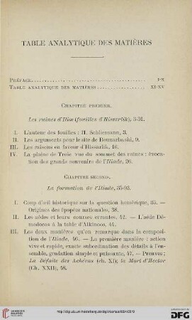 Table analytique des matières