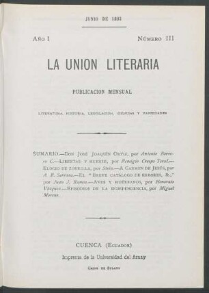 Número III, Junio de 1893