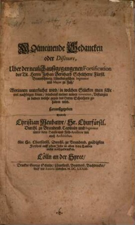 Wolmeinende Gedanken über die Fortification