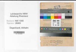 Entnazifizierung Wilhelm Degenhardt , geb. 01.06.1902 (Bahndirektor)