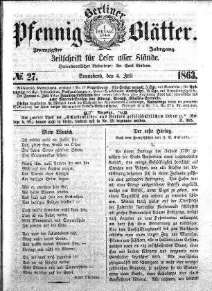 No. 27, Sonnabend, den 4. Juli 1863