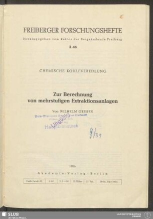 Zur Berechnung von mehrstufigen Extraktionsanlagen