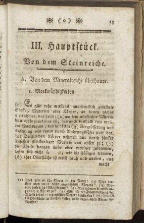 A. Von dem Mineralreiche überhaupt.