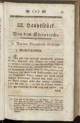A. Von dem Mineralreiche überhaupt.