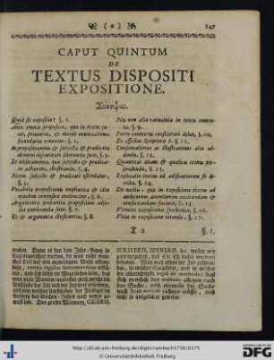 Caput Quintum De Textus Dispositi Expositione.