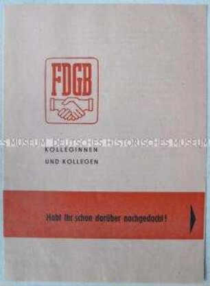 Propagandaschrift des FDGB über die Sozialversicherung in der DDR im Vergleich mit der Bundesrepublik